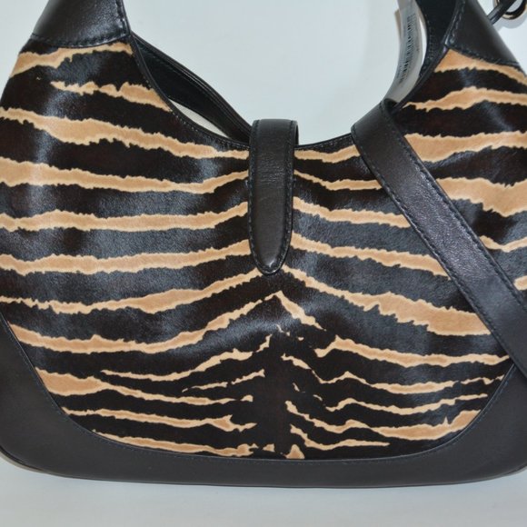 NWT GUCCI WOMENS PONY HAIR LEATHER JACKIE SHOULDER PURSE BAG MEDIUM - Picture 7 of 12